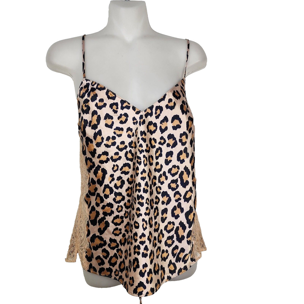 Victoria's Secret Women Camisole Small Beige Cheetah Print Lace Adjustable Strap